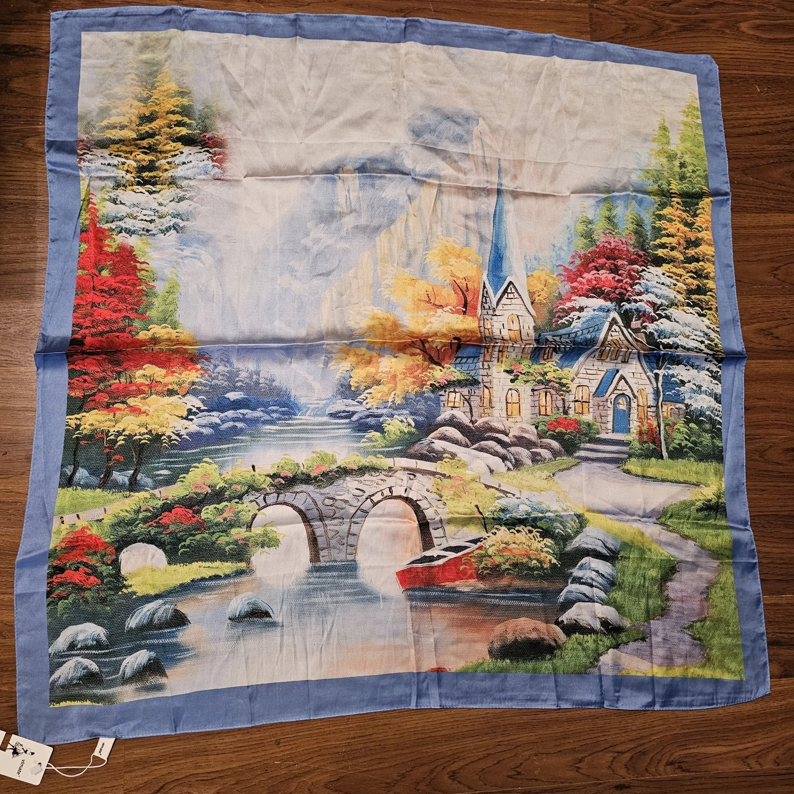 Vimate Silk Scarf Church Fall Autumn Outdoor Bridge NWT 34x34 Estate Find
Opens in a new window or t