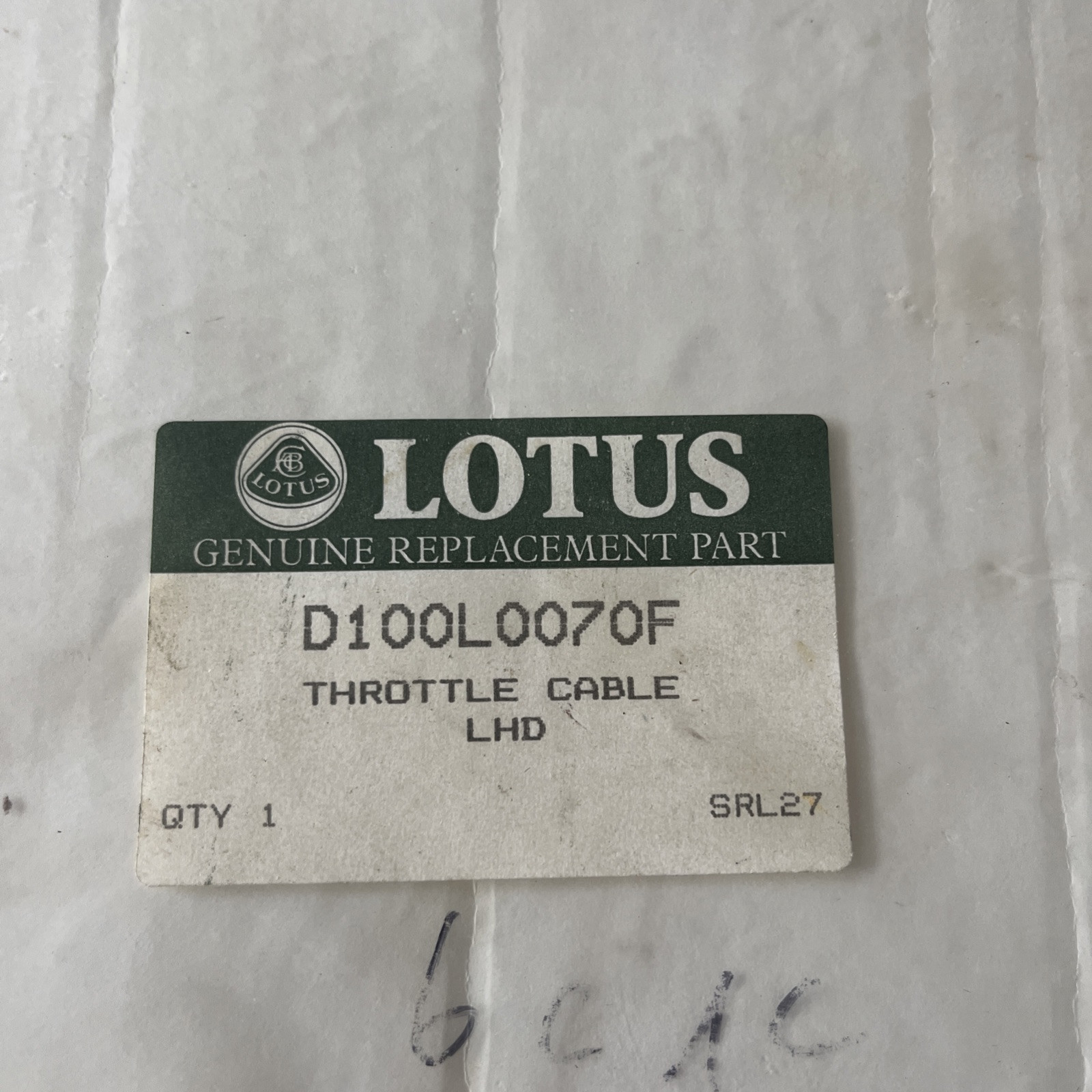 OEM Lotus Elan M100 Throttle cable, LHD (D100L0070F)