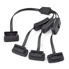 OBD2 OBDII 1 to 3 Ultra Low Profile 16 Pin Male to Flat 1 to 3 with Switch