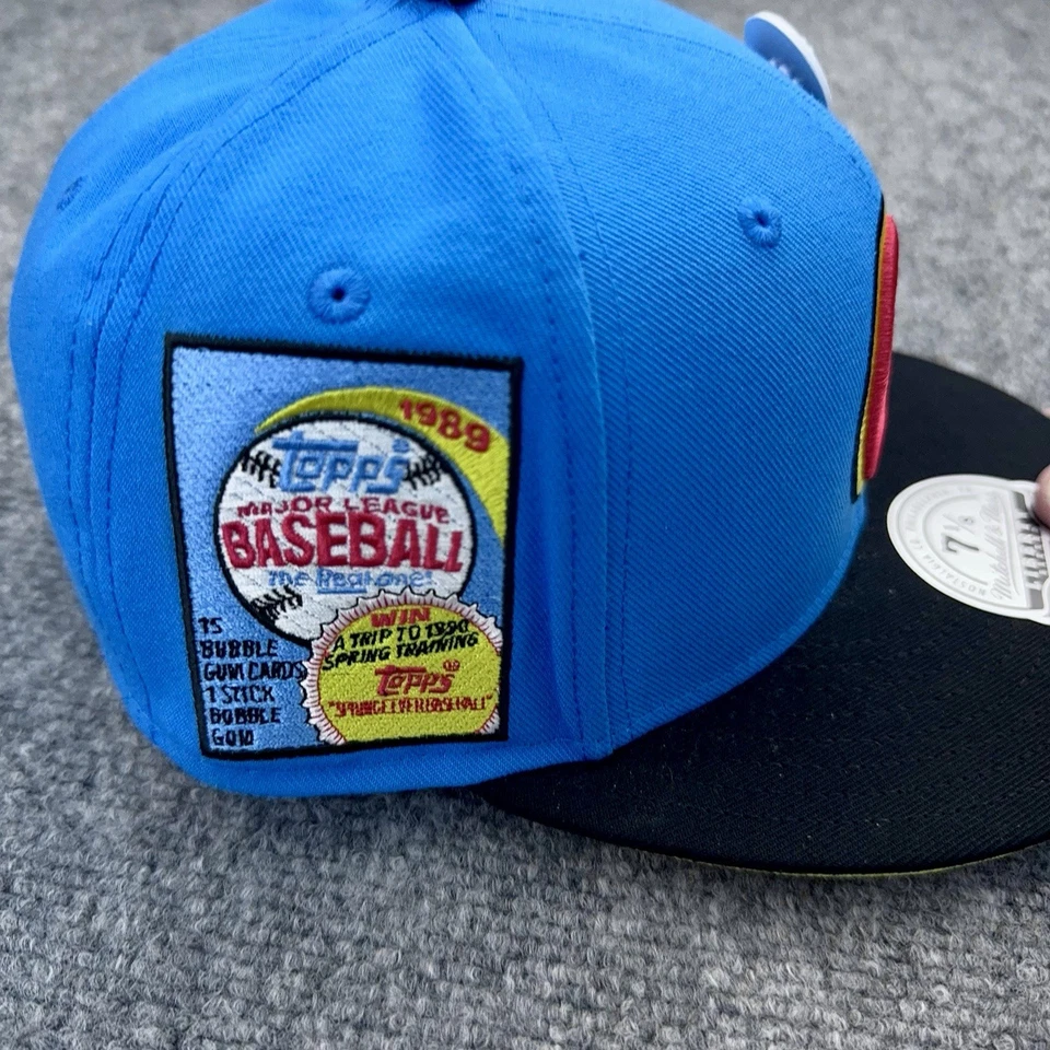 Atlanta Braves Lids Mitchell & Ness Hat 1989 TOPPS Patch w/ Pin Fitted 7 1/8 Cap - Image 3 of 4