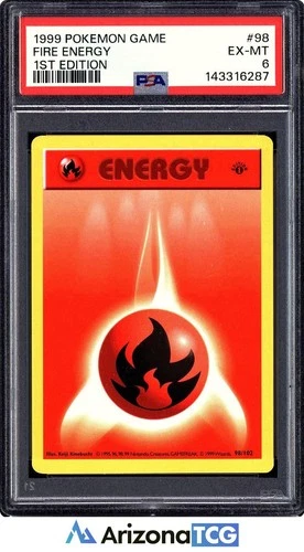 Pokemon 1999 Fire Energy 98/102 Base Set 1st Edition PSA 6