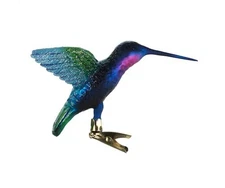 Kurt Adler Noble Gems Glass Hummingbird Clip-On Ornament--Blue #NB0589