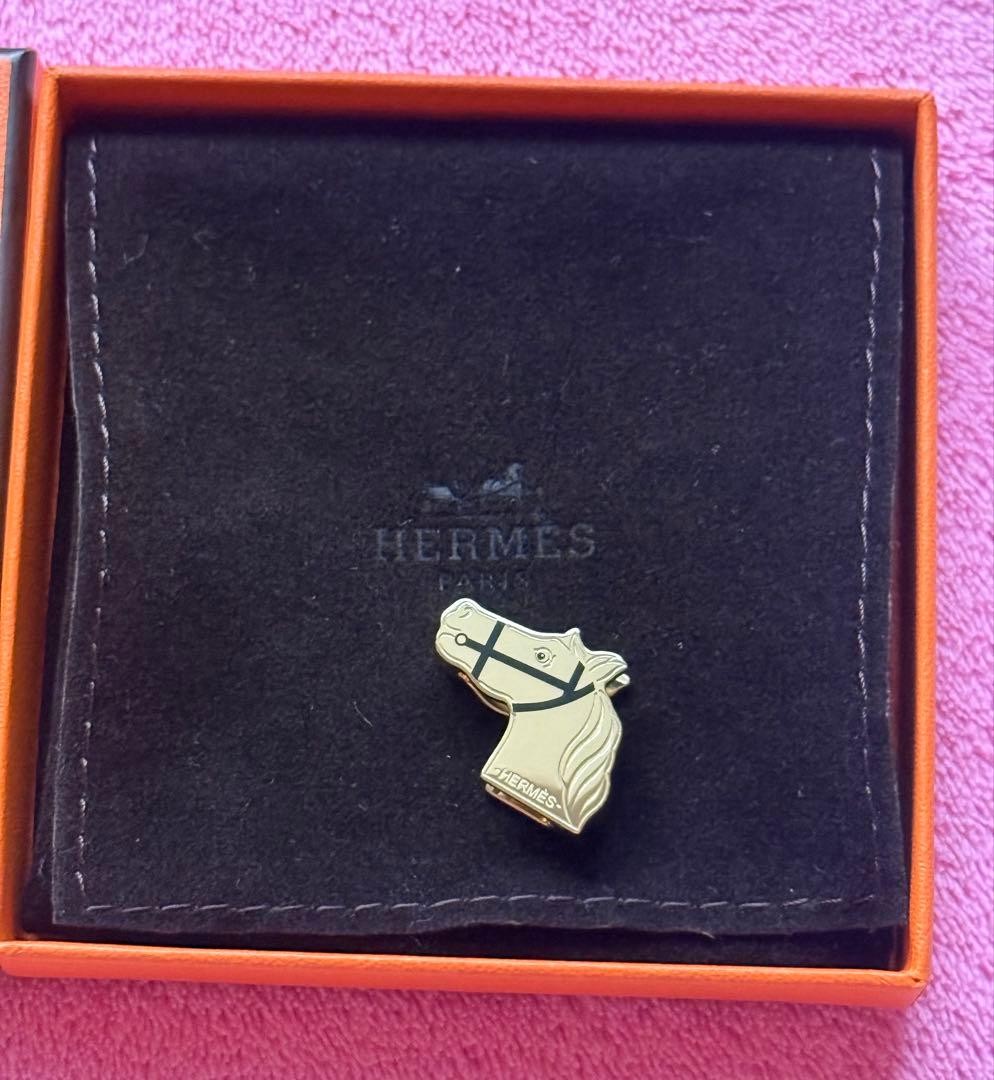 Hermes Quadrige Scarf Ring Gold Black Used Jewelry Accessories