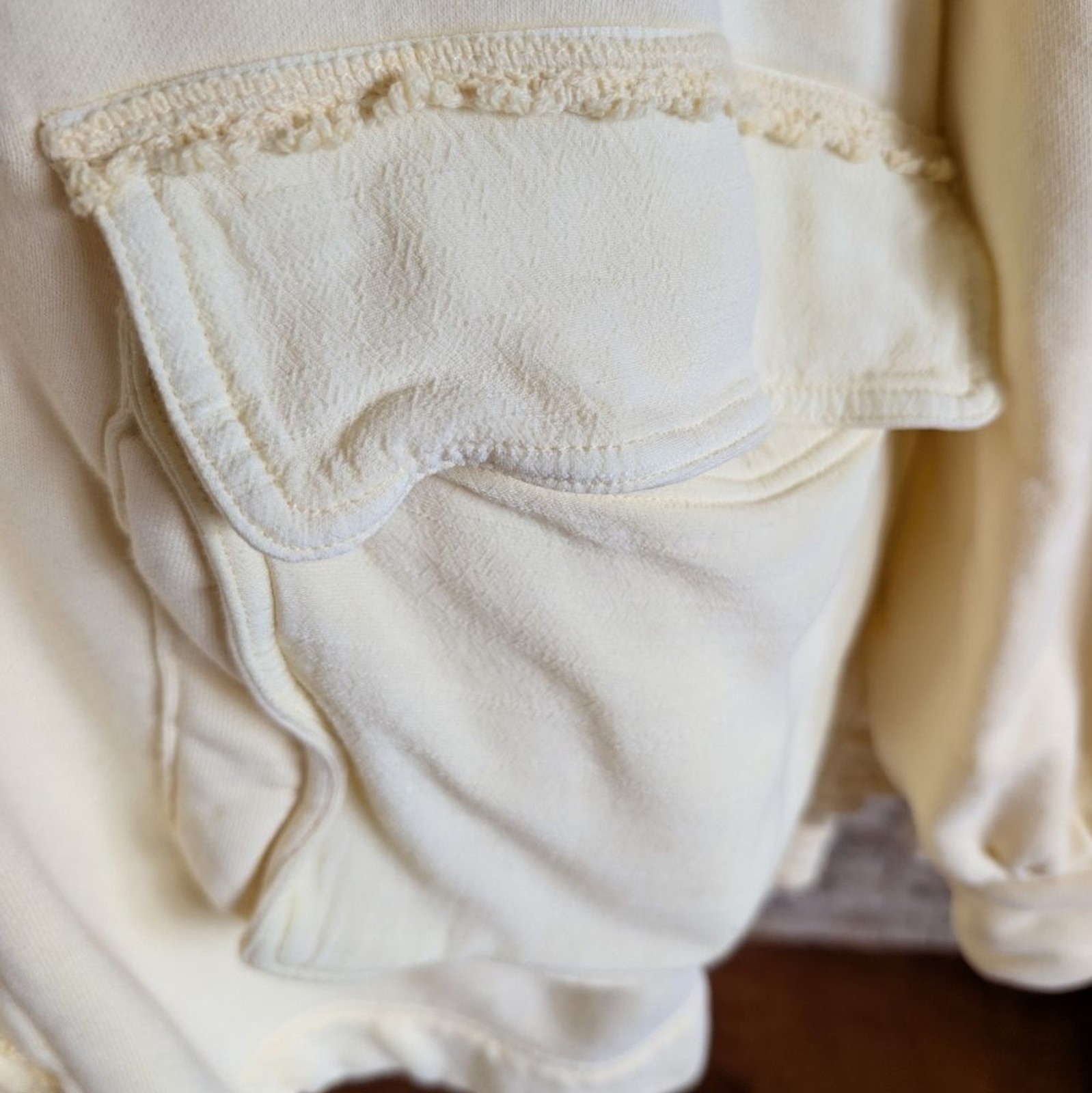 Free People We The Free Alexa Sweatshirt Jacket in Flan Butter Yellow Boho XL image 7
