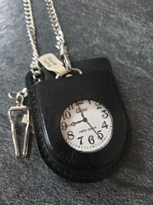 Garde Ruhla Quartz Taschenuhr * inclusive Kette + Ledertasche Mineralglas