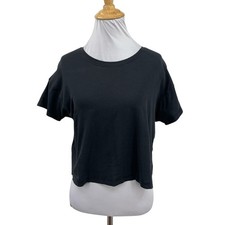 Lululemon T Shirt Womens 6/8 Faded Black Short Sleeve Crew Cropped Tee READ