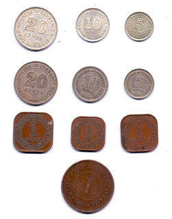 1929 65 Malaya & Straight Settlement 10 Coins Lot 3 Silver UNC Cents