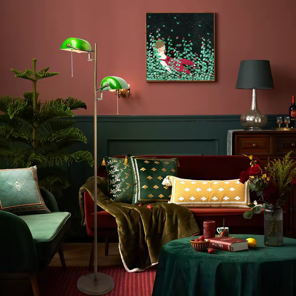 Liseuse retro verte avec interrupteur a chainette lampadaire de bureau E27