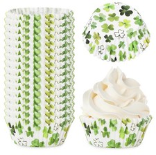 300 Pcs St. Patrick's Day Shamrock Cupcake Liner Paper Baking Cups Green Leaf Cl