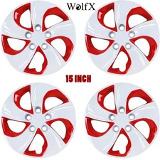 15" Hubcaps For 2006-2011/2013-2015 Honda Civic White&Red Wheel Rims Cover 4PCS