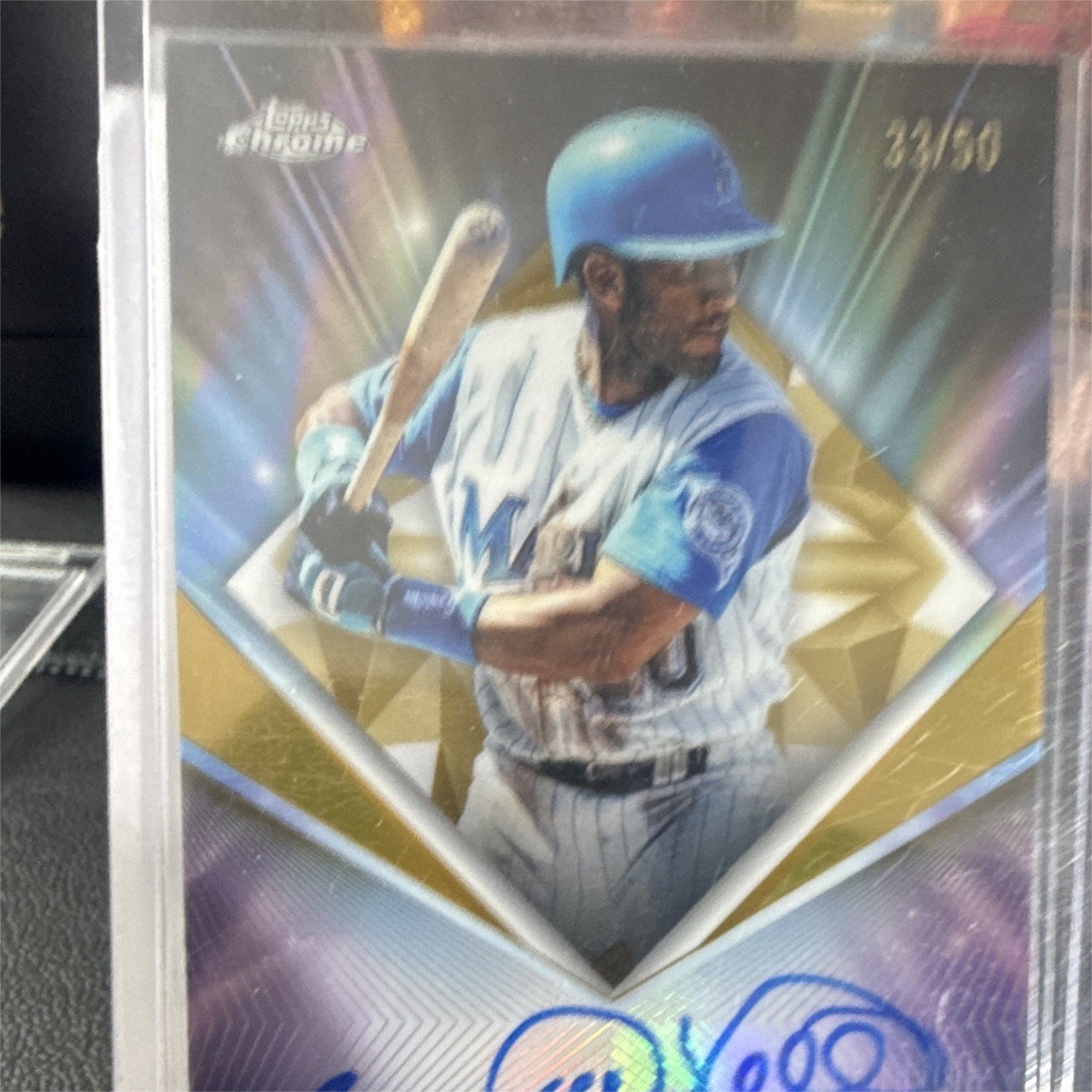 Topps Chrome Gary Sheffield Florida Marlins Hard Signed Auto Parallel 33/50