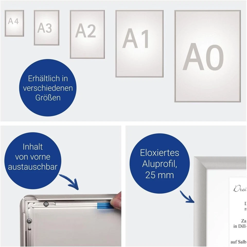 Klapprahmen DIN A0 Plakatrahmen Wechselrahmen Aluminiumrahmen 25mm - Bild 4 von 4