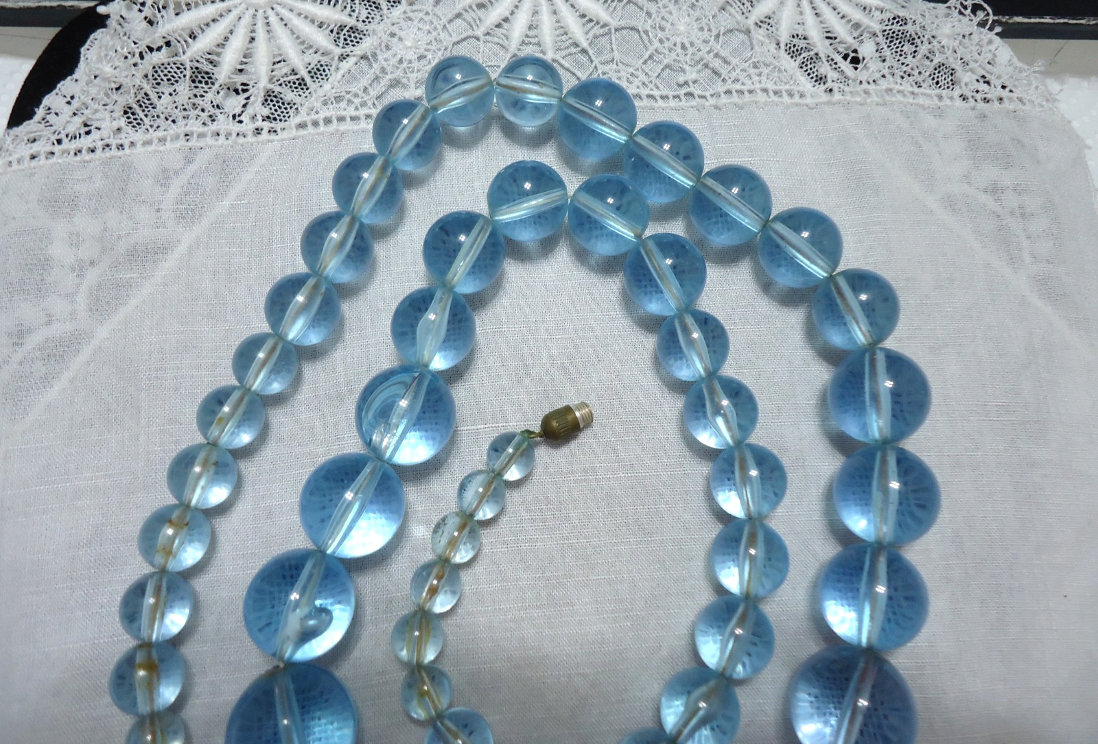 Vintage Translucent Blue Lucite Statement Necklac… - image 2