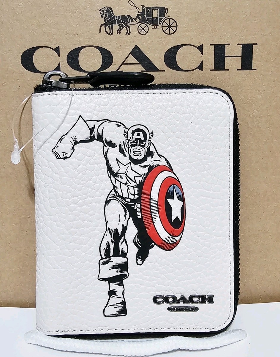 Coach x Marvel Medium Zip Around Wallet with Captain America Chalk