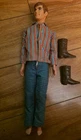 Vintage Ken Doll 1968 Talking (Not Working) Rally Gear Shirt Cowboy Boots Mattel