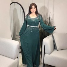 Muslim Women Abaya Long Maxi Dress Turkey Evening Rhinestone Kaftan Plus Size