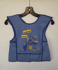 Vintage 50s Children's Art Smock Apron Bib School OS Blue Cloth Retro