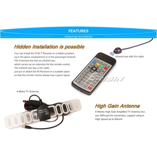 Car Mobile HD DVB-T2/T Digital TV Receiver HEVC(H.265) H.264 MPEG-2 MPEG-4 ES336 - Afbeelding 5 van 13