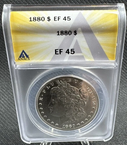 1880 MORGAN DOLLAR Graded  ANACS XF45 Beautiful Coin!