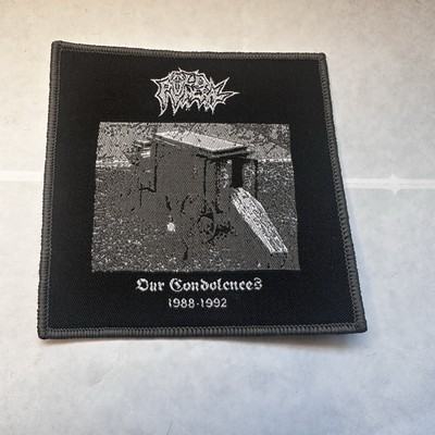 OLD FUNERAL, OUR CONDOLENCES 1988-1992, GRAY BORDER, 4X4 INCHES, WOVEN PATCH