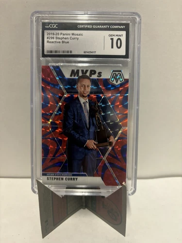 2019-20 Panini Mosaic - MVPs Stephen Curry #299 Reactive Blue CGC GEM MINT 10