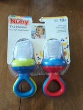 Nuby 2-Pack Nibbler Mesh Feeders BPA Free Red/Blue And Blue/Green Nip