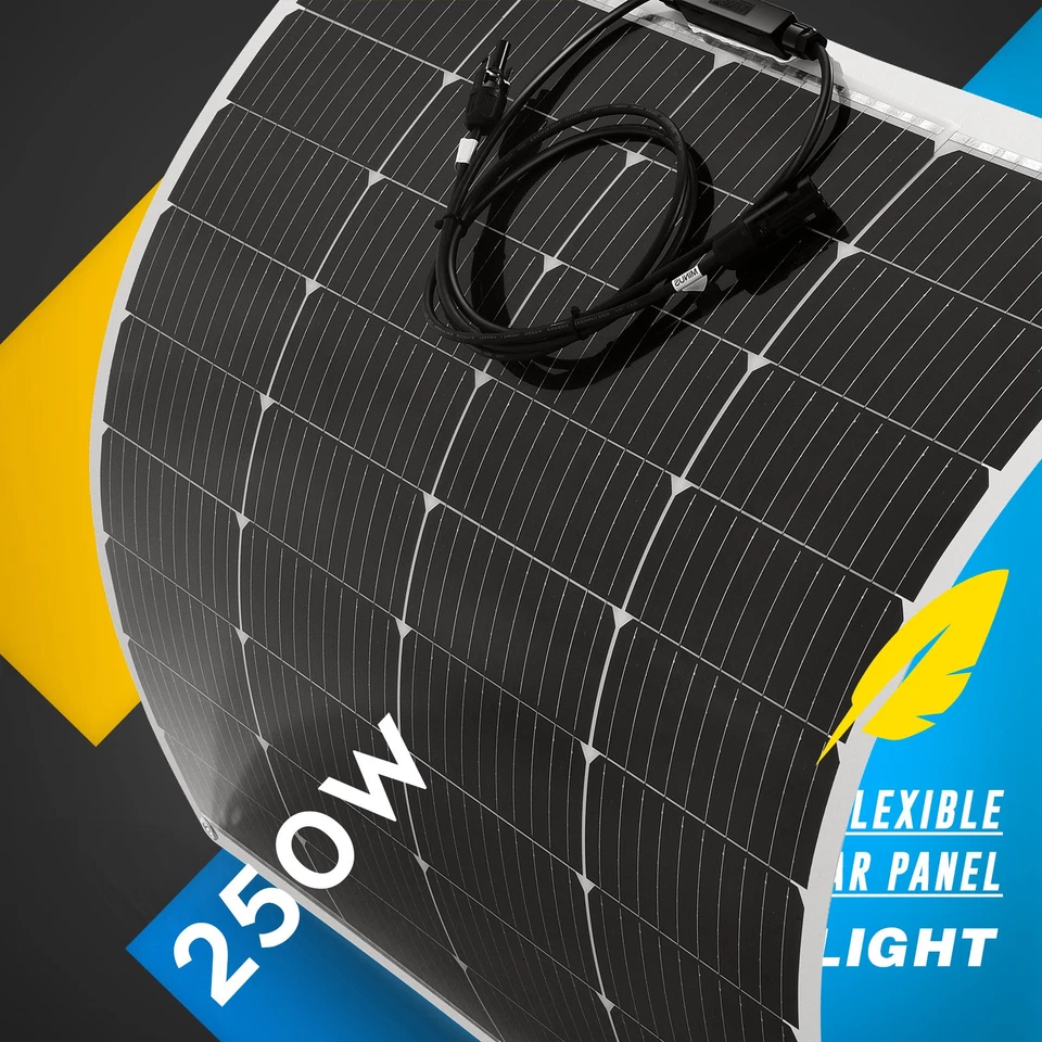 12V 250W Flexible Solar Panel Mono Cells Battery Charger Portable Camping Power