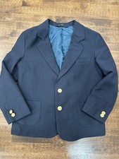 Class Club Boys Sz 7 Navy Wool Blend Blazer Gold Brass Buttons Jacket Dillards