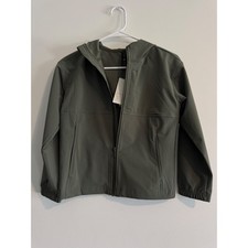 All in Motion Hooded Windbreaker Jacket Kids Size M 8 Olive Green Full Zip boys