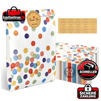 GeschenktüTen Bunt Kraftpapier 50 StüCk Mit Aufkleber FüR Kindergeburtstag