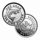 1 GRAM .999 FINE SILVER MONARCH SALMON FISH ROUND BU