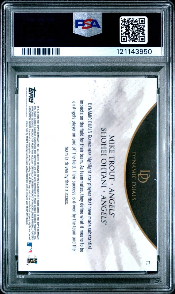 2018 TOPPS DEMAND DYNAMIC DUALS TEAMMATES T1 MIKE TROUT/SHOHEI OHTANI PSA 6 3950 - Image 2 of 2