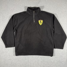 Vintage Ferrari Scuderia Pullover Jacket Large Black 1/4 Zip Made In USA
