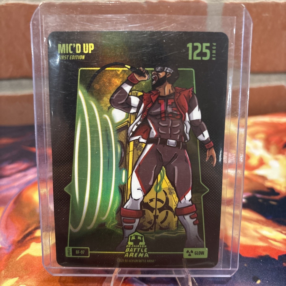 2025 Bo Jackson Battle Arena Mic\'d Up Mike Evans Battlefoil Glow SP Alpha