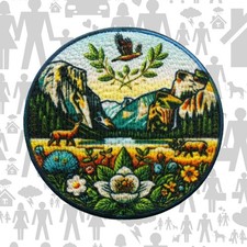 Mountain Patch Iron-on Applique Clothing Vest Jacket, Wild Animal Badge Nature