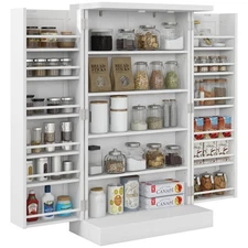 HOMCOM 41 Kitchen Pantry Storage Cabinet, Freestanding with 12 Door Shelves,