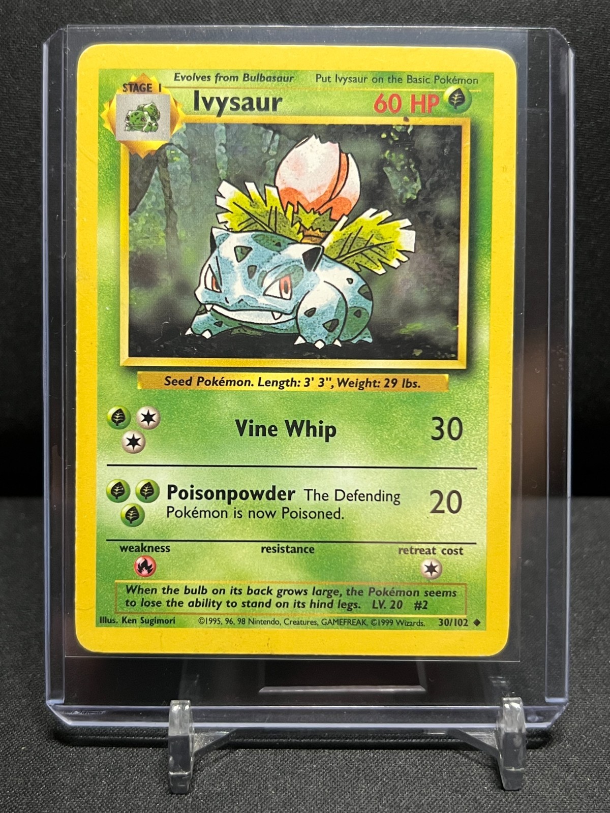 Ivysaur 30/102 Uncommon 1999 Pokémon Unlimited Base Set MP