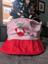 Disney Minnie Mouse Bucket Hat Girls Cherries Print Reversible Pink Ears Toddler