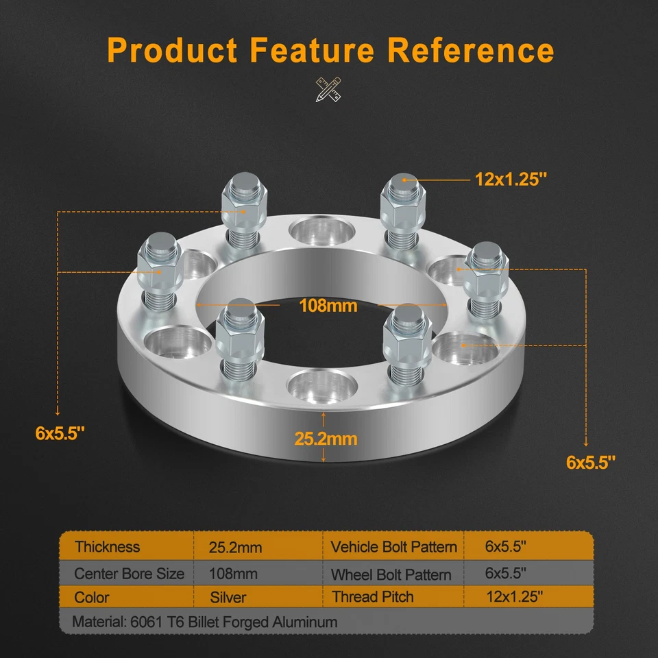 Колесные распорки 1 дюйм 6x5,5 для Nissan Xterra 1998-2004 Frontier 4 шт. - Изображение 3 из 4