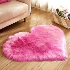 Heart Shape Shaggy Faux Fur Carpet Floor Area Rug Home Bedroom Living Room Mat