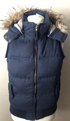 FAT FACE Daunen & Federn wattierte Weste/Bodywarmer mit Kapuze Größe 12