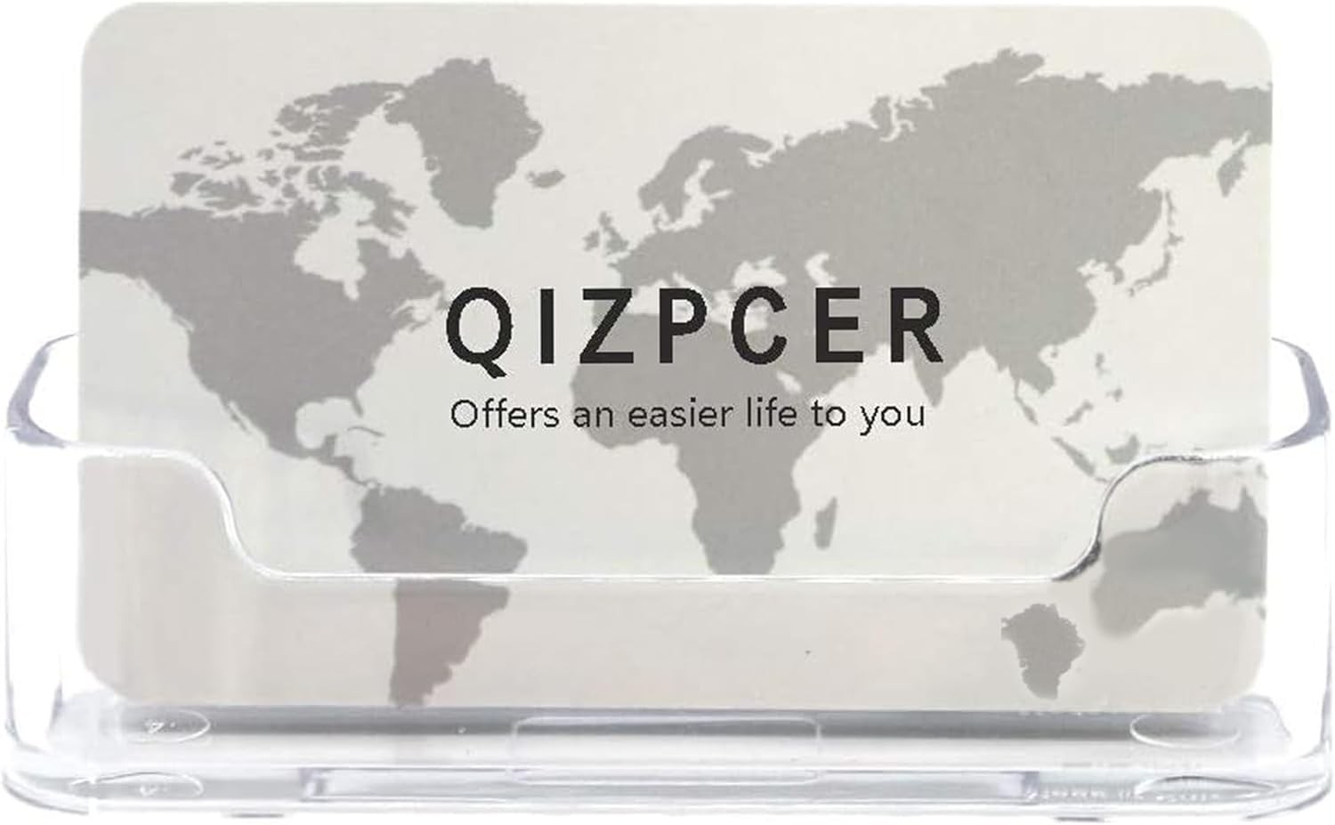 Qizpcer 4 Pack Clear Plastic Business Card Holder,Acrylic 4 Pack, Transparent 