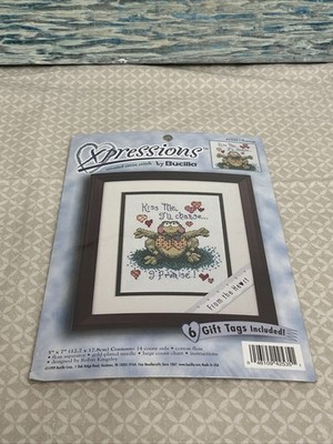 Vtg 1999 Bucilla Expressions Frog Kiss Me I'll Change Cha Cross Stitch Kit 5x7  