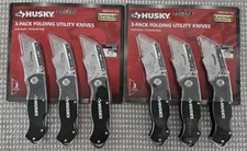HUSKY 3 Folding Lock-Back Utility Knives, 2 Packs, 1000014724 New Sealed