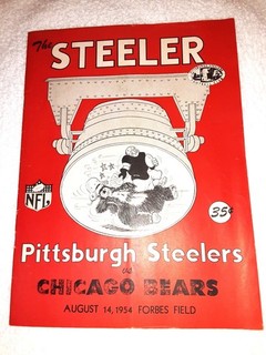 1954 PITTSBURGH STEELERS VS CHICAGO BEARS PROGRAM WITH TICKET STUB AUG 14 NFL
