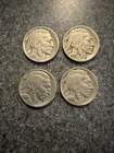 Lot of 4 Buffalo / Indian Head Nickel Coins with Full Dates, US Coins!