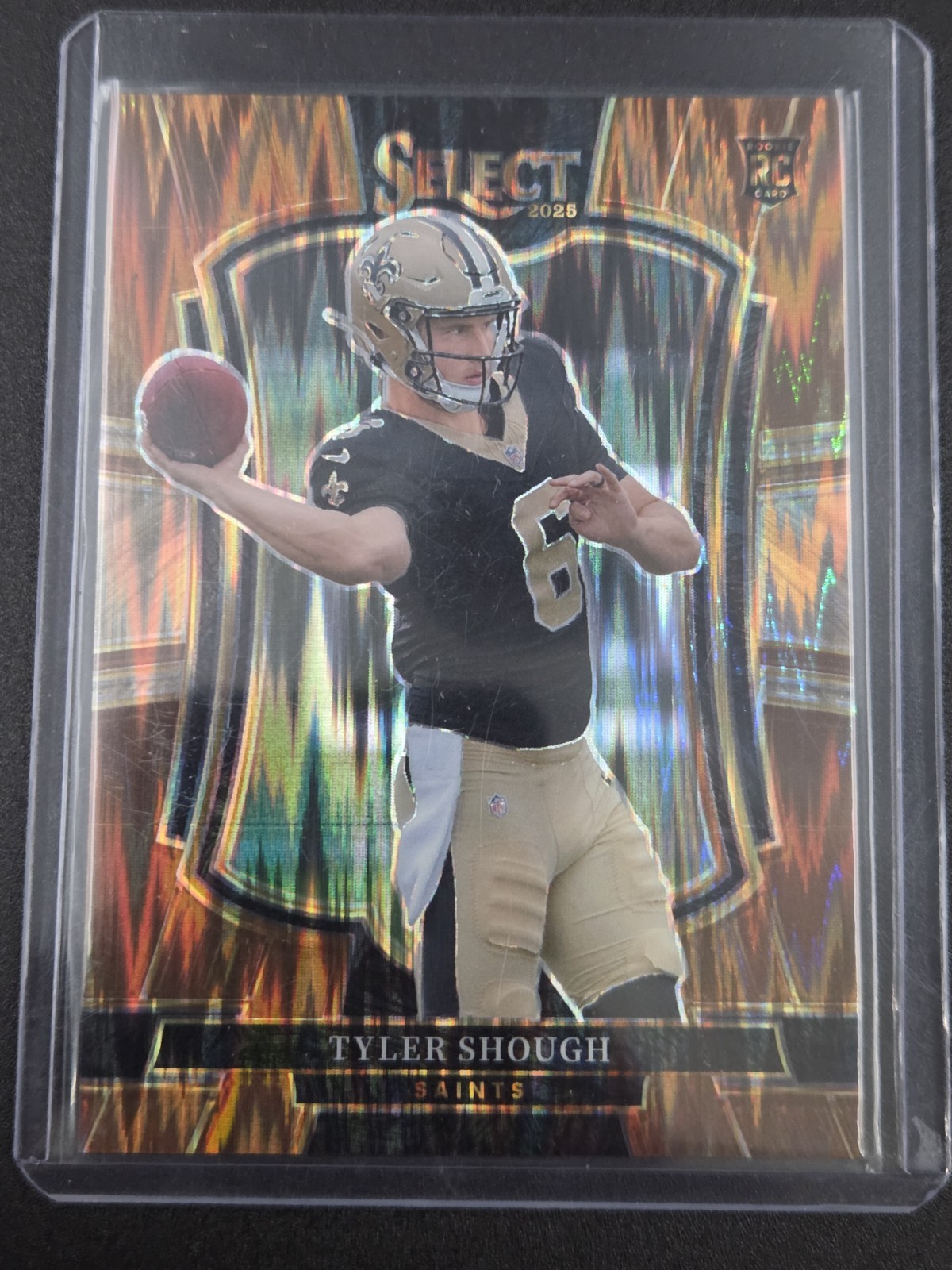 2025 Panini Select Tyler Shough (RC) copper Prizm Shock Premier Level 523 of 899