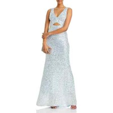 AQUA Womens Sequined Cut-Out Evening Dress SZ 12