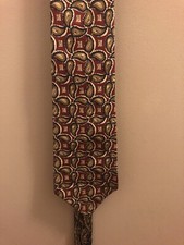 Vintage TOMMY HILFIGER Neck Tie Wine Red Blue Gold 100 Italian Silk Made USA