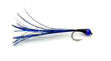6 x Firebird Stalking Bug - Blue Tungsten Bead, Black Body, Blue Tail Trout Fly